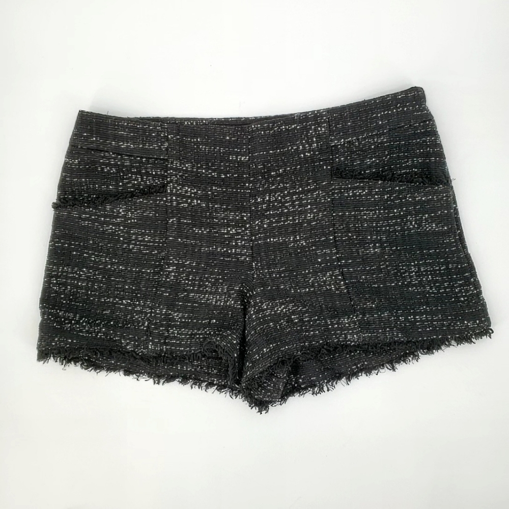 Ann Taylor Women's Loft Black and White Fringe Tweed Shorts